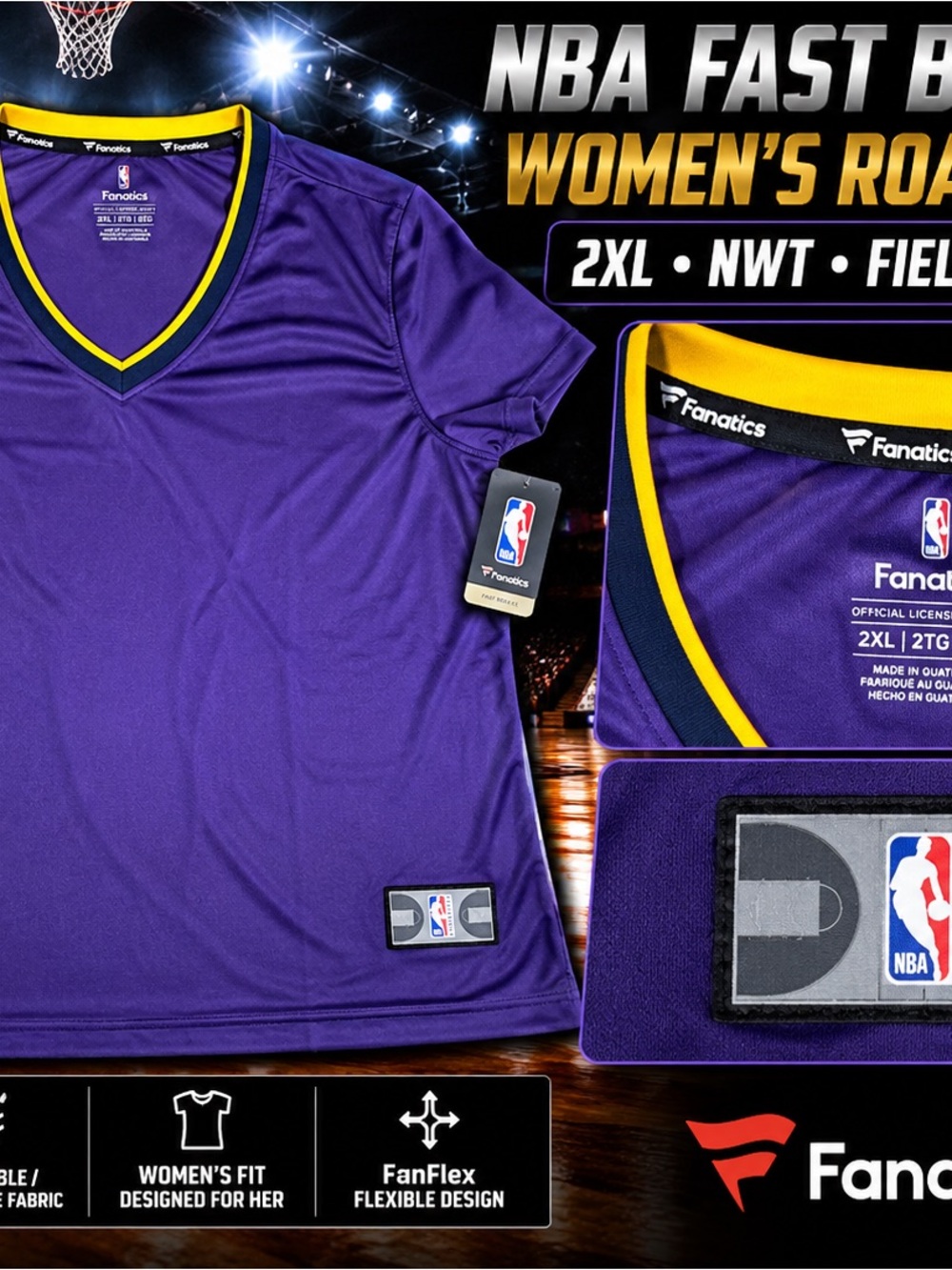 Fanatics NBA Fast Break Road Jersey Women’s 2XL Field Purple NWT Basketball